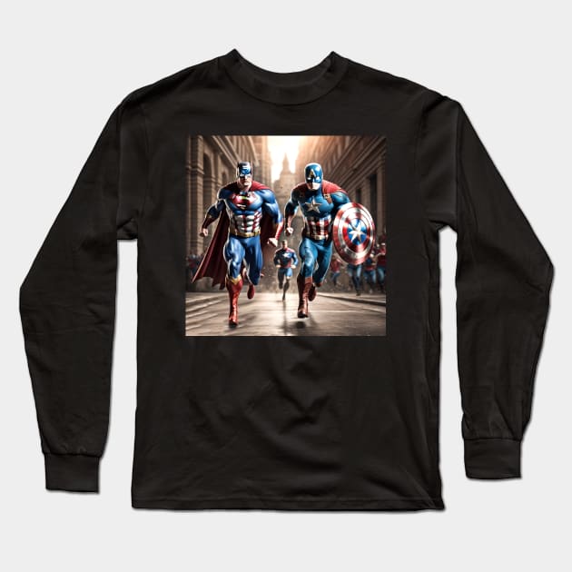 Super American Hero Long Sleeve T-Shirt by HarlinDesign